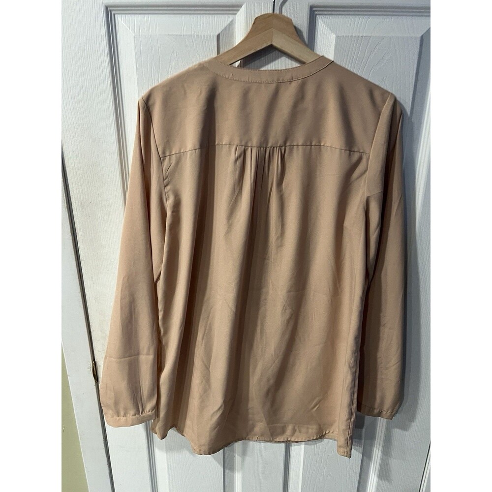 NINE WEST VINTAGE AMERICA Blouse Womens M Lace Inlay Beige Tunic Feminine Whimsy - Picture 7 of 8
